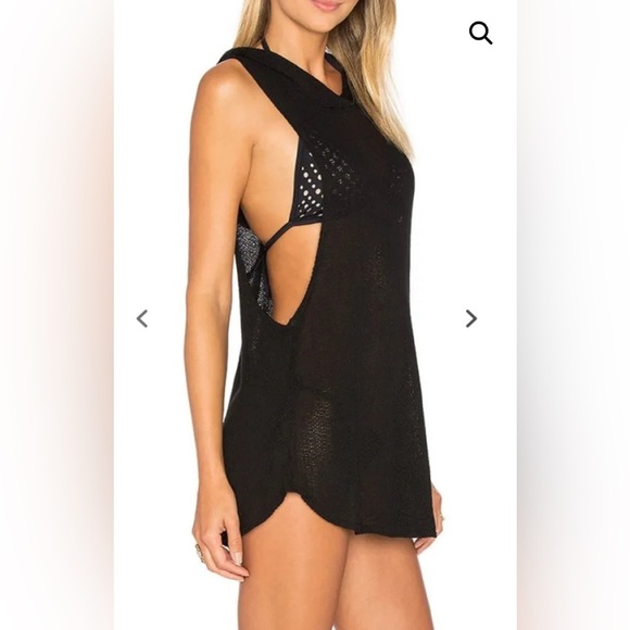 Vitamin A NWT Women's XS Drifter Hoodie Black Open-Knit Beach Sweater Sleeveless - Picture 6 of 7